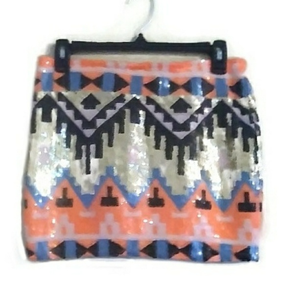 Forever 21 Aztec Sequined Mini Skirt SP - Picture 2 of 6